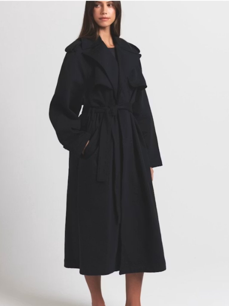 New Skims Boyfriend Fleece Trench Coat Onyx Black Medium Nwt